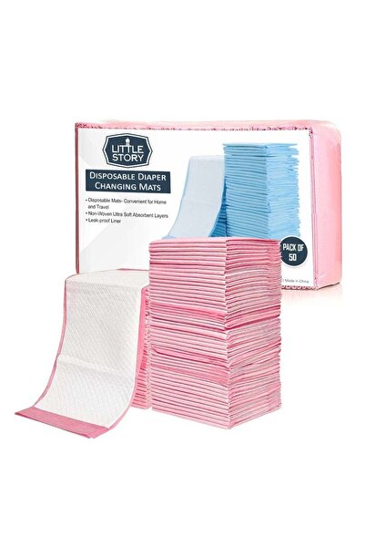 Little Story Pack Of 50 Disposable Diaper Changing Mats - Pink
