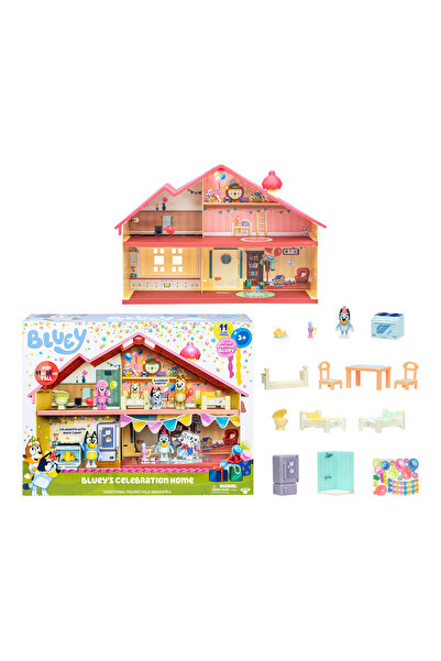 Cici Oyuncak Bluey Celebration Home Playset, Portable Birthday Party Toy House Festival Evi