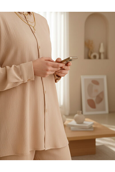 Modamorfo T5858 Knitted Hijab Double Set - Biscuit