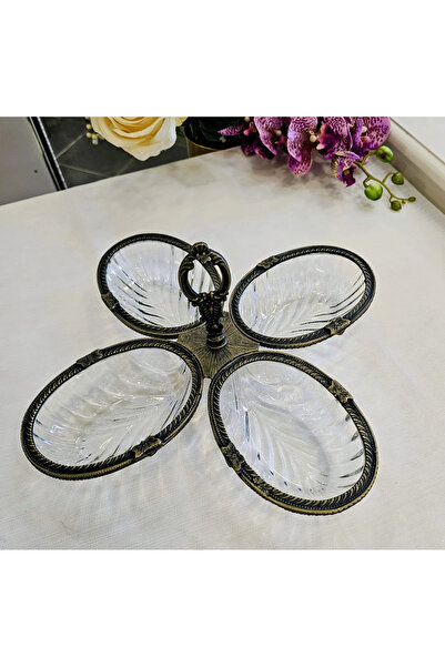 MaviDamla 1 Piece 4-Section Cast Metal Frame Cookie Plate Antique