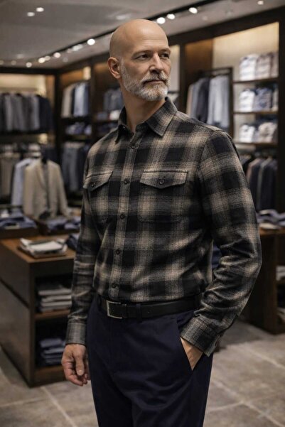 DENİZLİFE Men's Dad Double Pocket Shirt