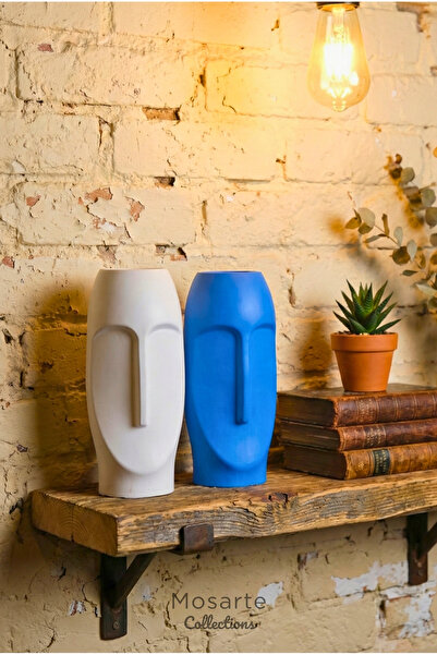 Mosarte سلسلة ستونفيس: مزهرية/تمثال وجه تجريدي بسيط - مجموعة من قطعتين للديكو...