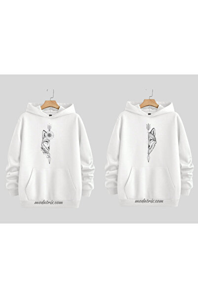 UNIQUE DESIGN Wolf Printed Lover Combination Hooded Sweatshirt