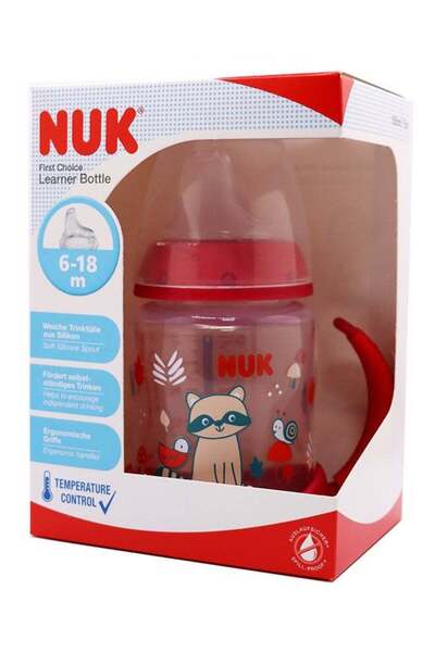 Nuk First Choice Learning Bottle - 6 Months Red