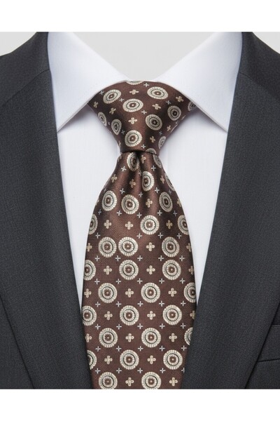 Reflect Your Style Tie Luxury Special Fabric Dark Brown Embossing Detail and ...