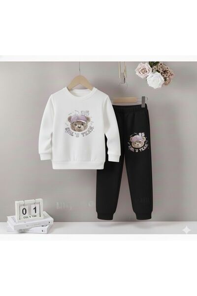 No Plan طقم رياضي مطبوع للفتيات من تايم تيدي