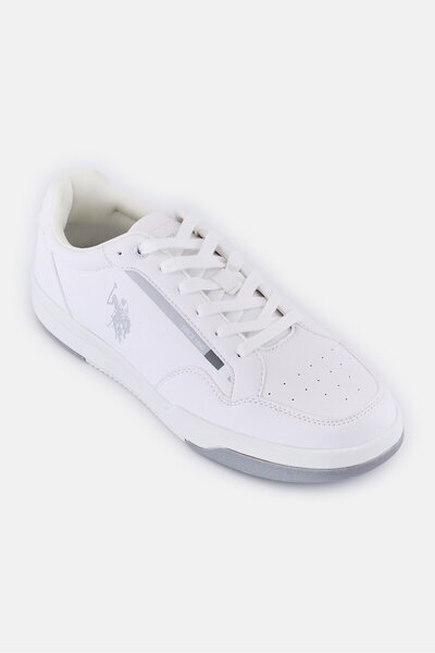 U.S. Polo Assn. Men Brand Logo Lace Up Sneakers, White
