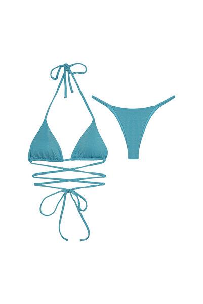 Pierre Cardin İpli Üçgen Parlak Detay Bikini Takımı