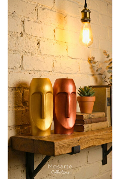 Mosarte سلسلة ستونفيس: مزهرية/تمثال وجه تجريدي بسيط - مجموعة من قطعتين للديكو...