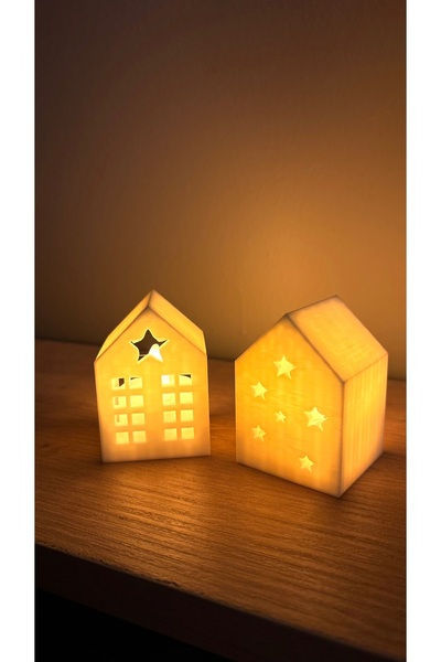bycaeldesign Yılbaşı Kış dekoratif Ev Seti (2’li) 4x5 , led tealight mum hedi...