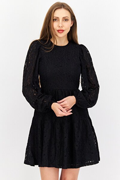 NA-KD Women Textured Mini Dress, Black