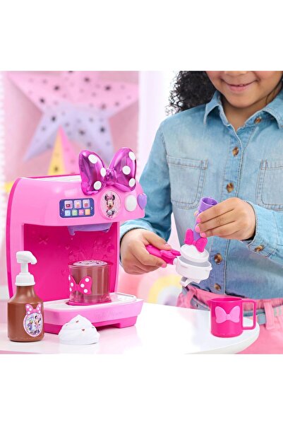 Cici Oyuncak Minnie Mouse Bowrista Set, 10 Inch Play Espresso Machine Kahve M...