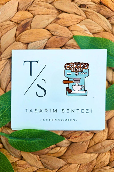Tasarım Sentezi Rozet Metal Broş Coffee Time Espresso Kahve Makinesi Kahve Ba...