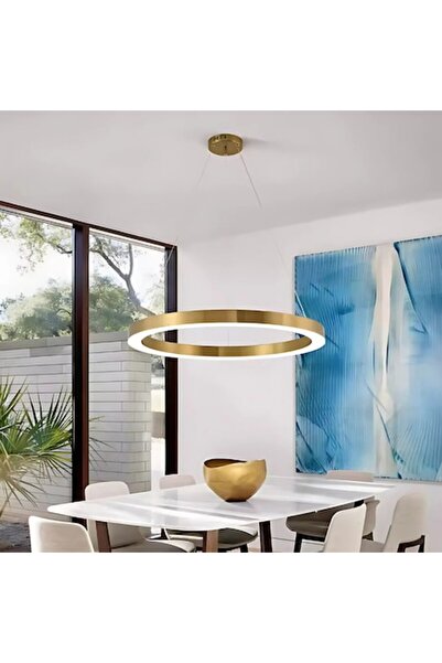 OEM ANINA 33W LED Pendant Chandelier, 1 Ring, Cool/Neutral/Warm Light, Dimmable, Glossy Gold/White, Adju