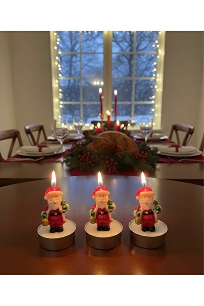Tutku Yılbaşı 3'Lü Noel Temalı Mum-Süs