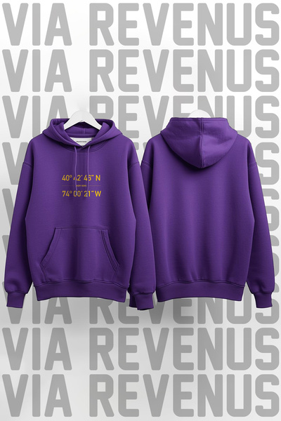 Vordevia Φούτερ New York Coordinate Back με τύπωμα Unisex oversized με κουκού...