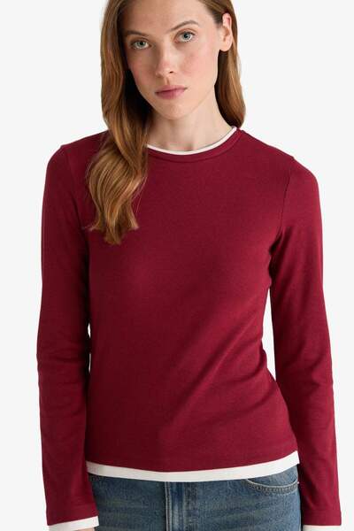 DeFacto Regular Fit Bisiklet Yaka Uzun Kollu Ribana Üst G0363AX25AU