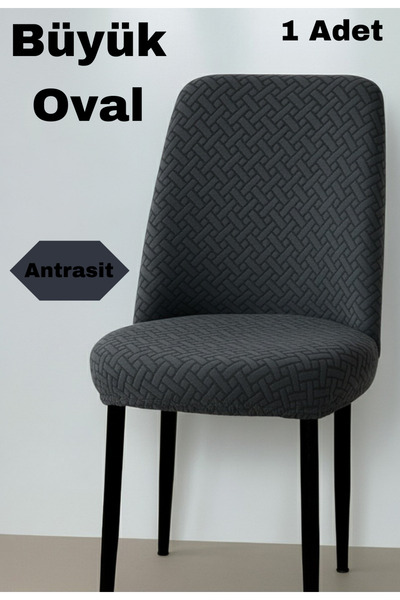 ELHAS Mutfak Sandalye Kılıfı Büyük Oval Jakar Yıkanabilir Streç Lastikli Sand...