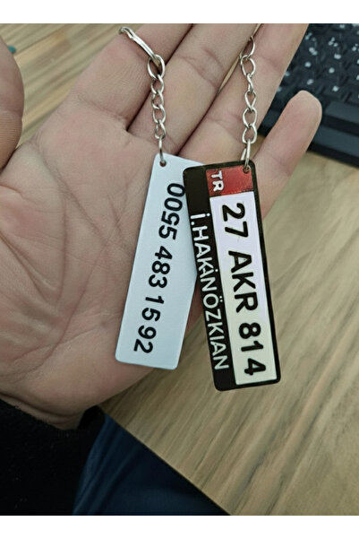 lucien vela Kişiye Özel Çift Taraflı Plaka Anahtarlık - İsimli Ve Telefon Num...