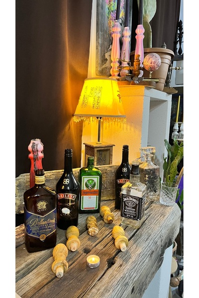 Woodlinity çam Ağacı El Yapımı Şişe Tapası & Mini yapay çiçekli Vazo şişeler ...