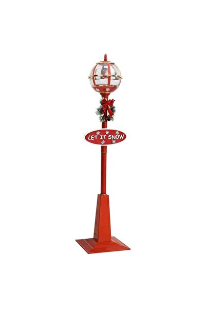 Mado Gallery Christmas Street Lamp with Santa, Light, Music & Snowfall Effect, Red-175cm