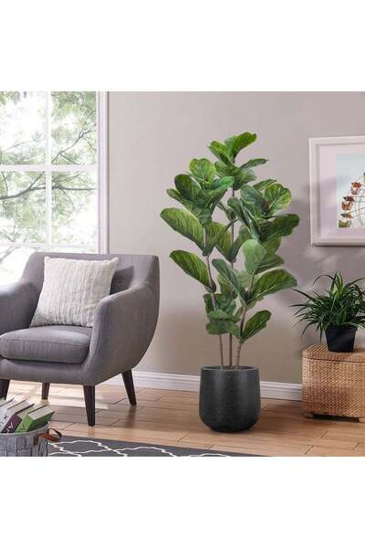 sharpdo 210cm Artificial Fiddle-Leaf Fig, 15 Branches, 135 Leaves, Suitable for Office/Shopping Mall/Indoor/