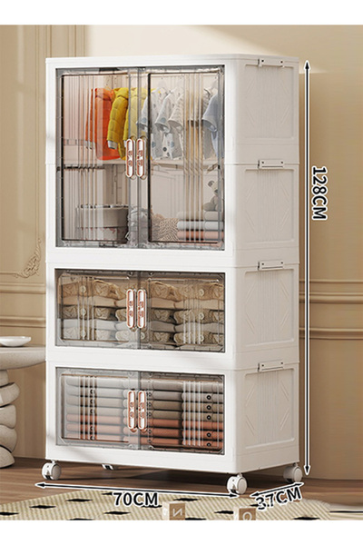 Generic 70cm Freestanding Portable Foldable Wardrobe Closet with Hanging Rod & Doors