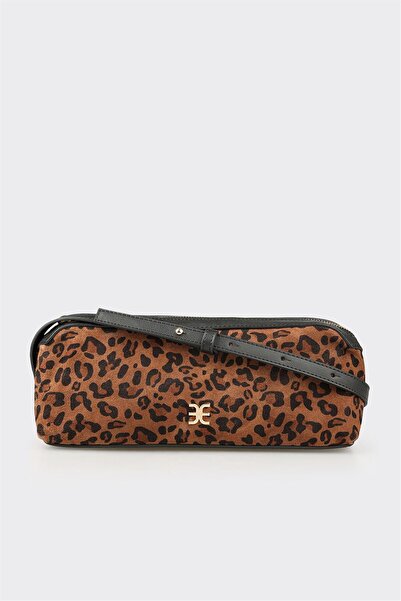 Elle Shoes Kahve Hayvan Desenli Kadın Omuz Çantası