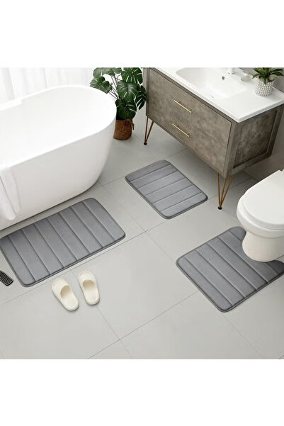 Generic 3-piece bathroom rug set, non-slip bath mat, water-absorbent, washable