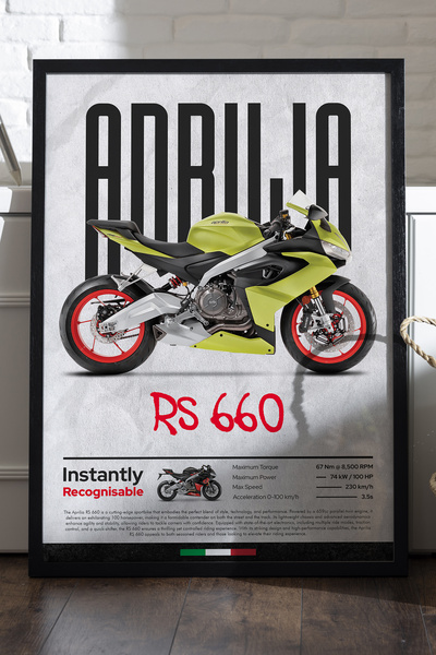 Duvarda Aprilia RS 660 Αφίσα με Μαύρο Ξύλινο Πλαίσιο, Διακοσμητικός Πίνακας Τ...