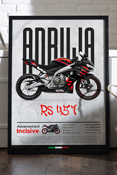 Duvarda Aprilia RS 457 Αφίσα με Μαύρο Ξύλινο Πλαίσιο, Διακοσμητικός Πίνακας Τ...
