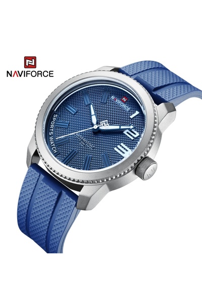 Naviforce ساعة SWBE - ساعة كوارتز فاخرة للرجال، بسوار سيليكون، مقاومة للماء ح...