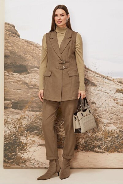 Alvina Double-Breasted Collar Pants Suit 46205