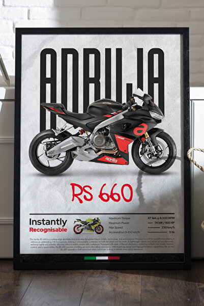 Duvarda Aprilia RS 660 Αφίσα με Μαύρο Ξύλινο Πλαίσιο, Διακοσμητικός Πίνακας Τ...