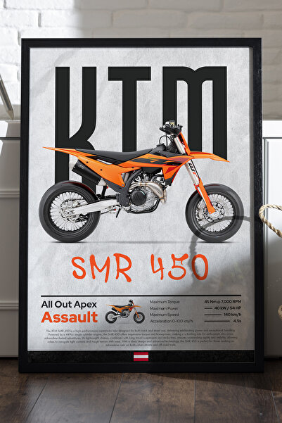 Duvarda Αφίσα KTM SMR 450 με μαύρο ξύλινο πλαίσιο, διακοσμητικός πίνακας τοίχ...