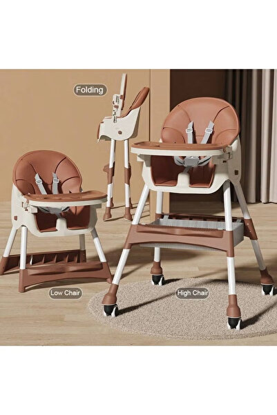 VOGMAX كرسي طعام قابل للطي للأطفال مزود بصينية مزدوجة الطبقات قابلة للإزالة لإطعام الأطفال حديثي الولادة