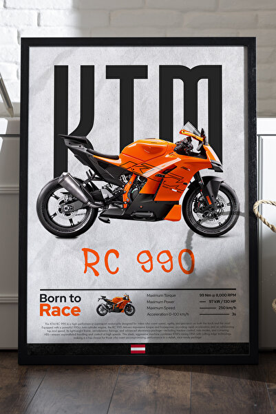 Duvarda Αφίσα με μαύρο ξύλινο πλαίσιο KTM RC 990, Διακοσμητικός πίνακας τοίχο...