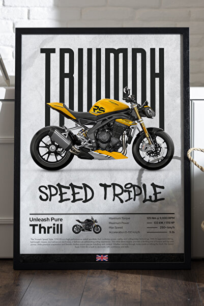 Duvarda Αφίσα Truimph Speed Triple με μαύρο ξύλινο πλαίσιο, διακοσμητικός πίν...