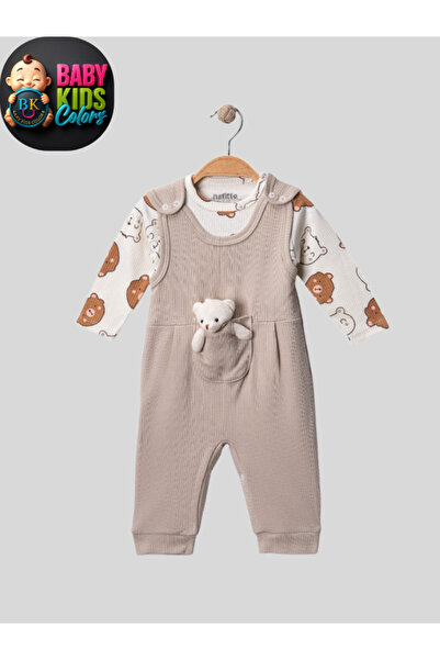 baby kids colors Baby Boys 2-Piece Romper Set with Salopet and Teddy Bear Pat...