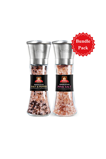 vital tea ملح مالكا الهيمالايا الوردي 200 غرام، وملح وردي مع فلفل أسود 150 غرام، ومجموعة مطاحن سيراميك قابلة للتعديل