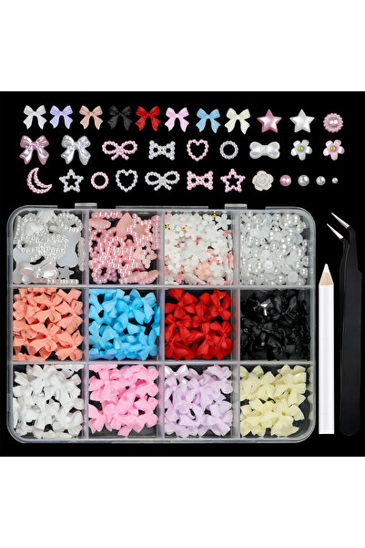 Choice 3 قطع من زينة فن الأظافر على شكل فيونكة مصنوعة من الراتنج المختلط، 12 ...