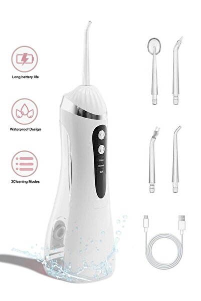 DYSWEI خيط تنظيف الأسنان بالماء المبيض، محمول وقابل لإعادة الشحن، أبيض