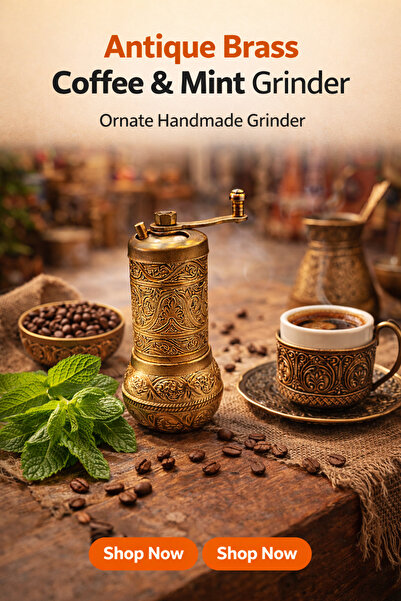 seymenbıçakçılık El Tipi Kahve & Nane Öğütücüsü – 9 cm Pirinç Desenli Manuel ...