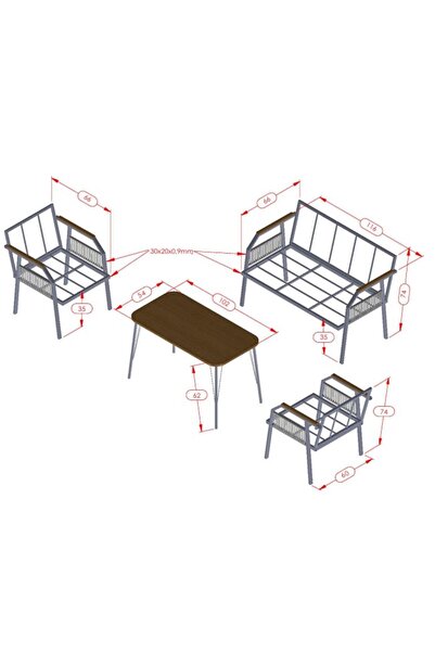 UFUK HOME Daisy 211 Masalı Cappuccino Balkon & Bahçe Mobilyası Seti Balkon Takımı