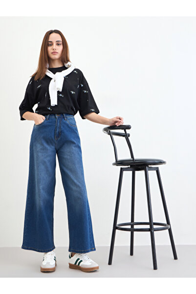 Styli Women Blue High Rise Wide Leg Jeans