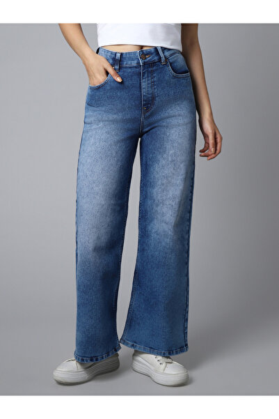 High Star By Styli Women Blue Wide Leg High Rise Jeans