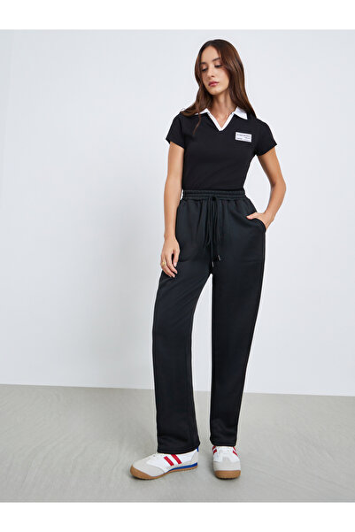 Take Two By Styli Women's Solid Elastic Drawstring Waist Straight Leg Pants