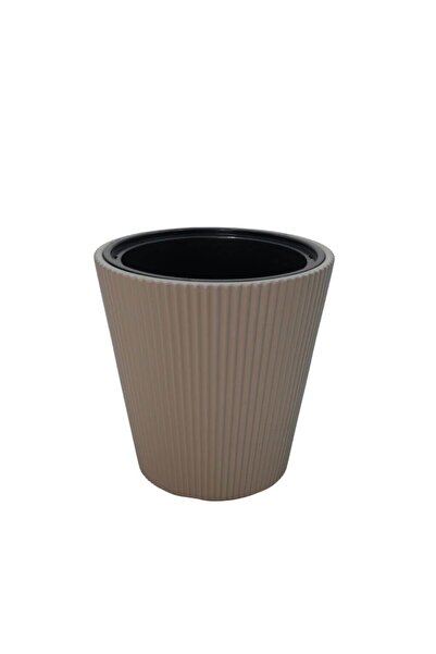 SERİNOVA Çizgili Konik Saksı No:3 - Modern Tasarım Dekoratif Çiçek Saksısı