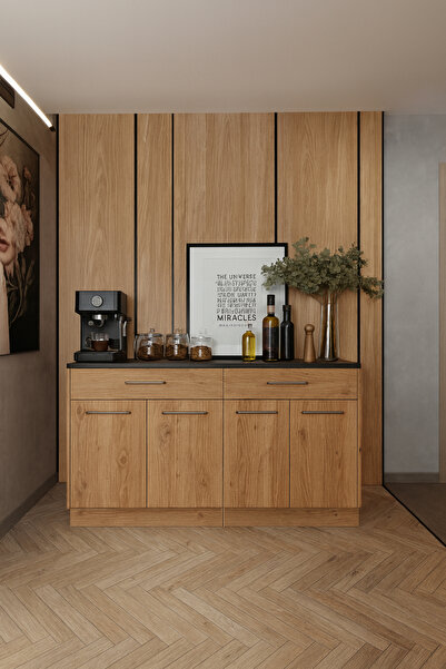 Tdesigno 160 cm Matcha 4 Kapaklı - 2 Çekmeceli Mutfak Alt Modül - Çok Amaçlı ...