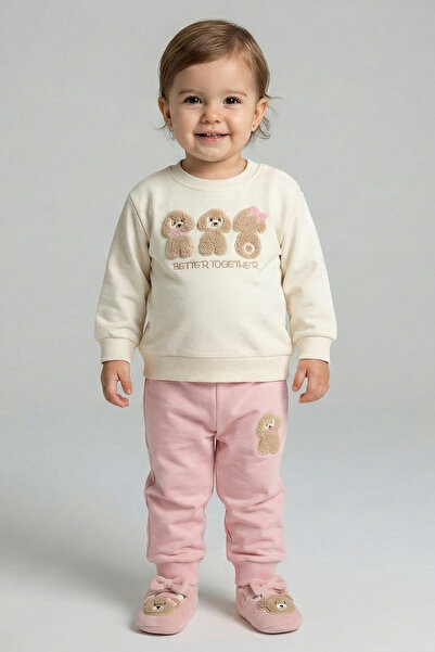 Dmb Baby Girl Embossed Patterned Tracksuit Set